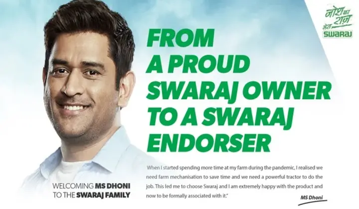 "MS Dhoni Swaraj Tractors partnership"