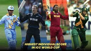 "Highest ODI World Cup Scores"