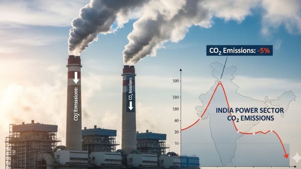 India CO₂ emission drop 2025