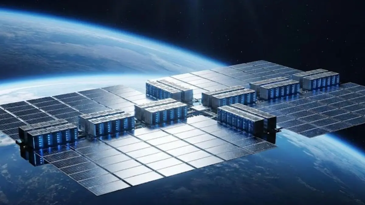 Solar-powered space data centres