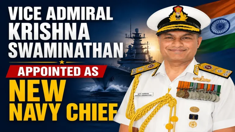 Vice Admiral Krishna Swaminathan Appointment as New Indian Navy Chief 2026 – Important Current Affairs for UPSC, SSC & Defence Exams