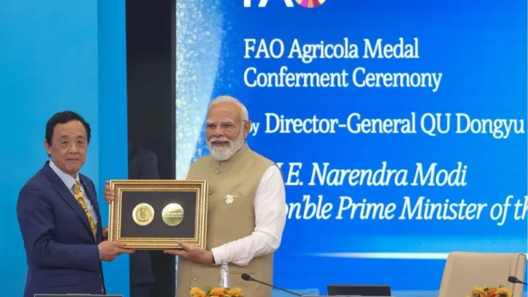 PM Modi FAO Agricola Medal 2026: India Recognised for Sustainable Agriculture and Food Security Efforts