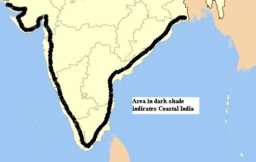 भारतीय समुद्र तट की लंबाई
