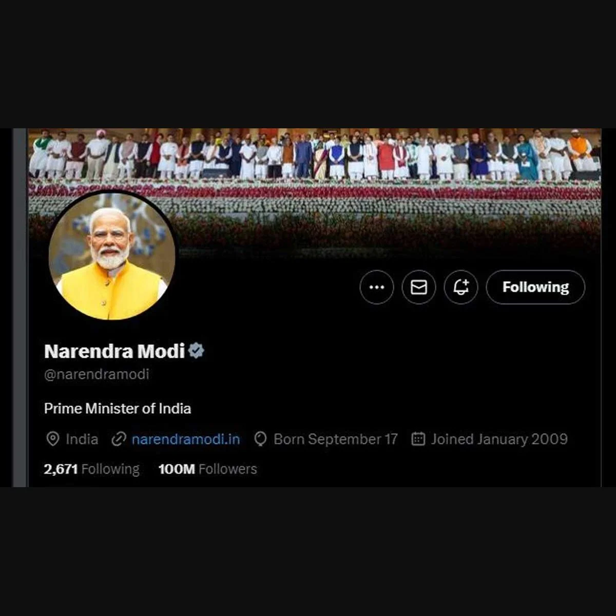 प्रधानमंत्री मोदी के एक्स फॉलोअर्स
