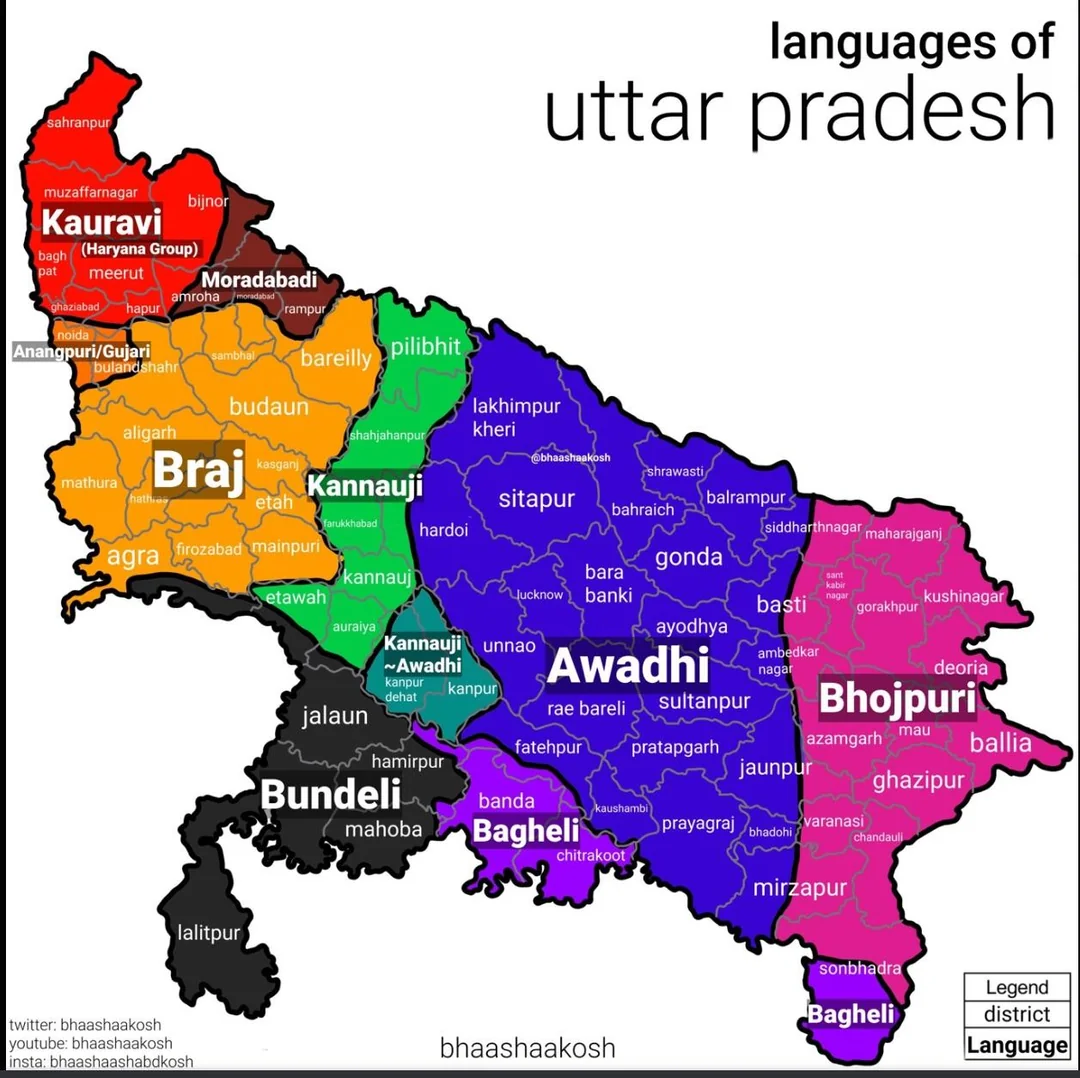 उत्तर प्रदेश में बोली जाने वाली भाषाएँ