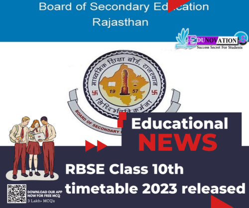 RBSE Class 10th timetable 2023 released