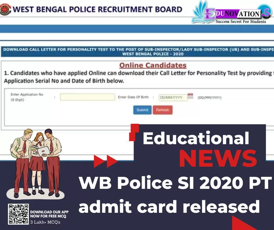 WB Police SI 2020 PT admit card released