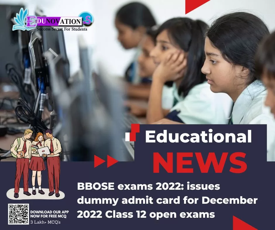 BBOSE exams 2022: issues dummy admit card for December 2022 Class 12 open exams