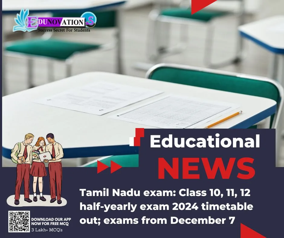 Tamil Nadu exam Class 10, 11, 12 halfyearly exam 2024 timetable out