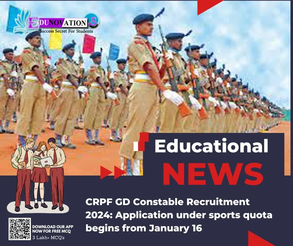 Crpf Gd Constable Recruitment Application Under Sports Quota Begins From January