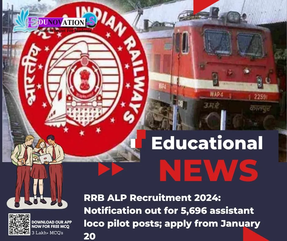 RRB ALP Recruitment 2024: Notification out for 5,696 assistant loco pilot posts; apply from January 20