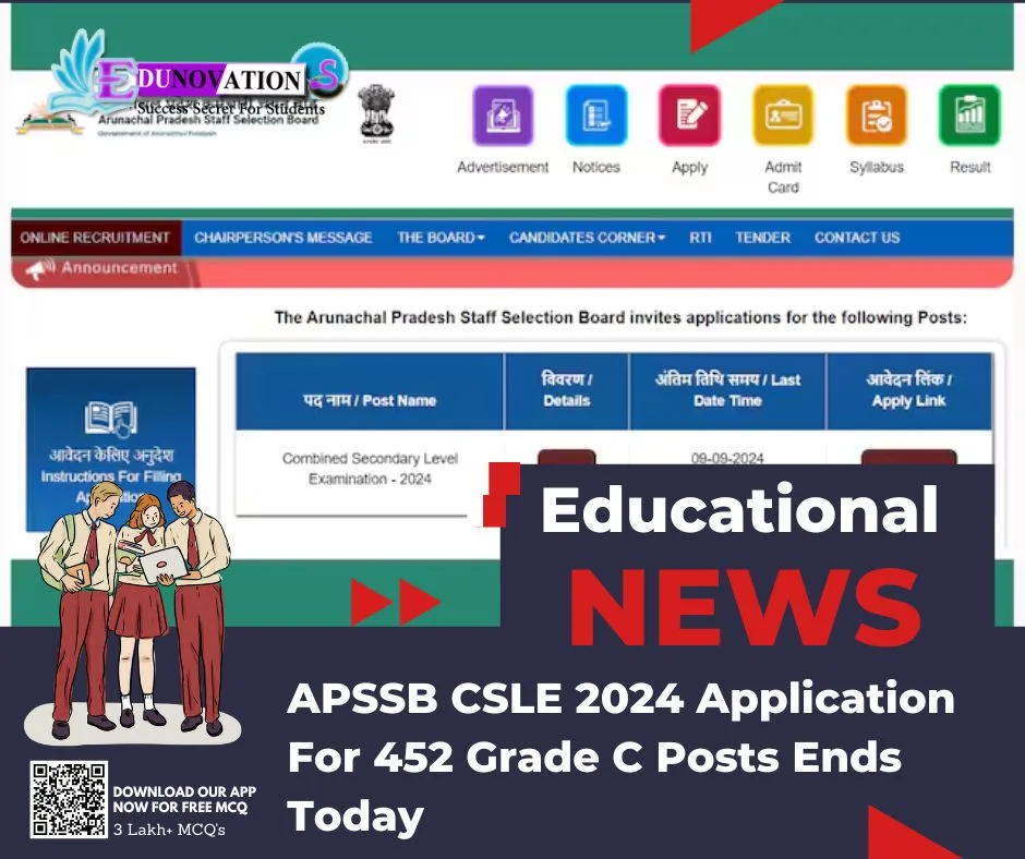 APSSB CSLE 2024 Application For 452 Grade C Posts Ends Today