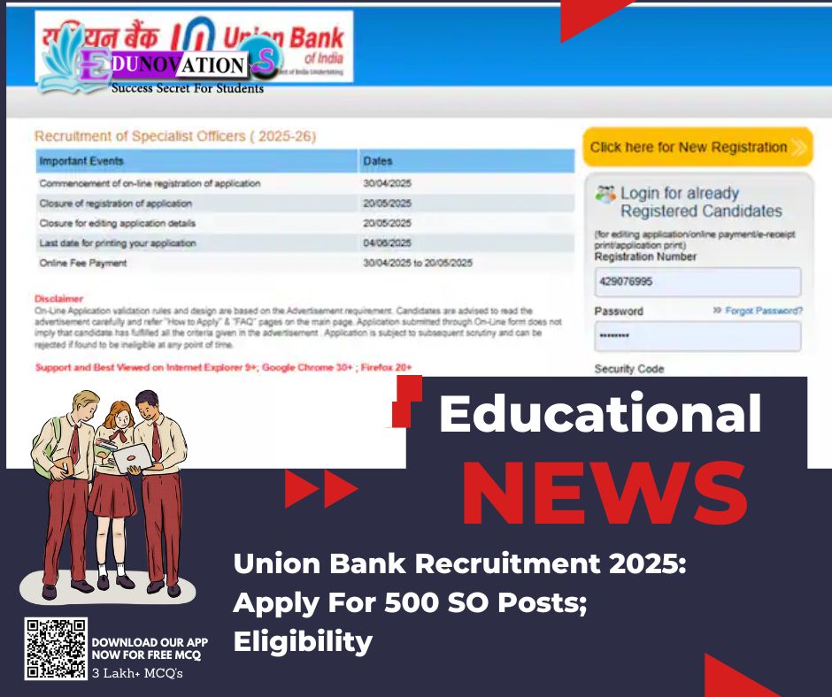 Union Bank Recruitment 2025: Apply For 500 SO Posts; Eligibility